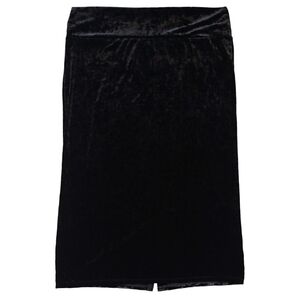 Lularoe Elegant Ivy Solid Black Crushed Velvet Midi Pencil Skirt Party Stretch